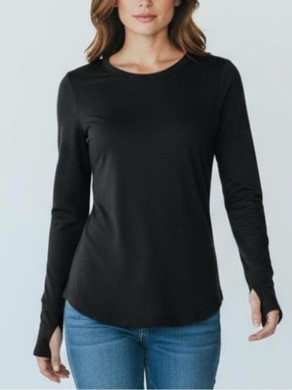 Athleta Uptempo Charcoal Heather Scoop Hem Top Sz S